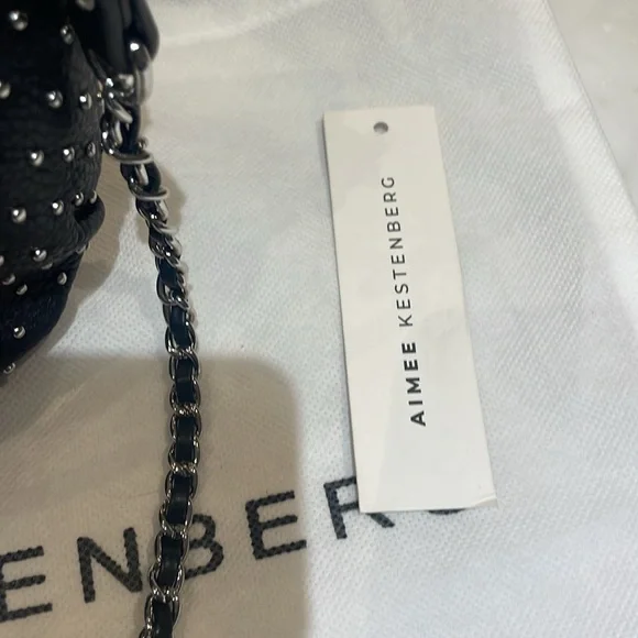 Aimee Kestenberg Black Studded Chain-Accent Shoulder Bag - Picture 5 of 14